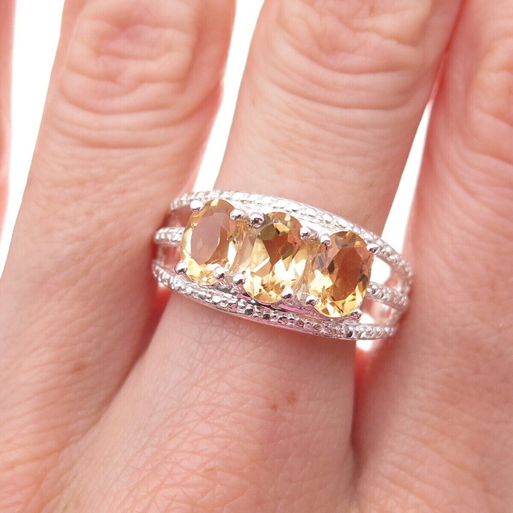 Chuck Clemency 925 Sterling Silver Real Oval-Cut Citrine Ring Size 8